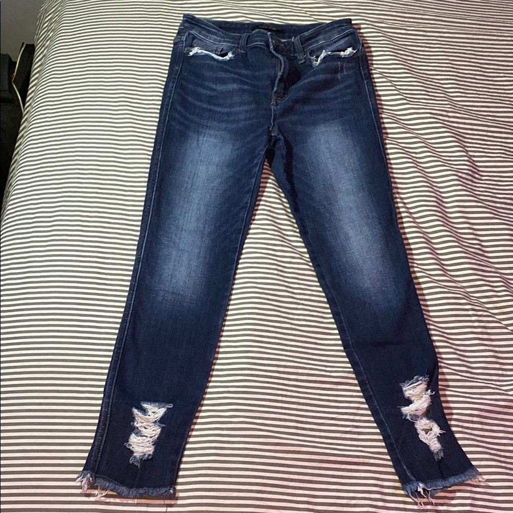 Women's Distressed Blue Jeans